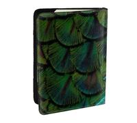 Wykjtwo Hermosa Pluma de Pavo Real, Funda para Pasaporte Cartera de Viaje de Cuero PU Funda para Pasaporte Fundas para Pasaporte 6,5 Pulgadas