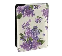 Wykjtwo Hermoso Estampado de Flores moradas., Funda para Pasaporte Cartera de Viaje de Cuero PU Funda para Pasaporte Fundas para Pasaporte 6,5 Pulgadas