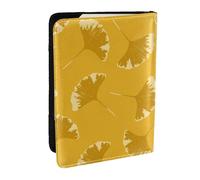 Wykjtwo Hojas De Ginkgo Floral sobre Ocre Amarillo, Funda para Pasaporte Cartera de Viaje de Cuero PU Funda para Pasaporte Fundas para Pasaporte 6,5 Pulgadas