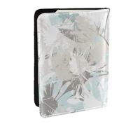 Wykjtwo Hojas Gris Menta, Funda para Pasaporte Cartera de Viaje de Cuero PU Funda para Pasaporte Fundas para Pasaporte 6,5 Pulgadas