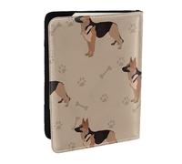 Wykjtwo Huellas de Patas de Pastor alemán, Funda para Pasaporte Cartera de Viaje de Cuero PU Funda para Pasaporte Fundas para Pasaporte 6,5 Pulgadas