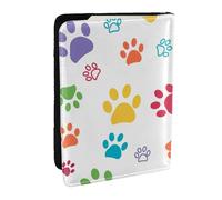 Wykjtwo Huellas de Patas de Perro de Colores, Funda para Pasaporte Cartera de Viaje de Cuero PU Funda para Pasaporte Fundas para Pasaporte 6,5 Pulgadas