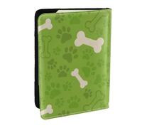 Wykjtwo Huesos de Pata de Perro Verde, Funda para Pasaporte Cartera de Viaje de Cuero PU Funda para Pasaporte Fundas para Pasaporte 6,5 Pulgadas