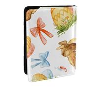 Wykjtwo Huevo De Conejo De Pascua Acuarela, Funda para Pasaporte Cartera de Viaje de Cuero PU Funda para Pasaporte Fundas para Pasaporte 6,5 Pulgadas