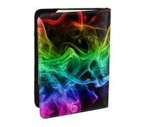 Wykjtwo Humo Colorido Abstracto Negro, Funda para Pasaporte Cartera de Viaje de Cuero PU Funda para Pasaporte Fundas para Pasaporte 6,5 Pulgadas
