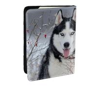 Wykjtwo Husky en Invierno, Funda para Pasaporte Cartera de Viaje de Cuero PU Funda para Pasaporte Fundas para Pasaporte 6,5 Pulgadas