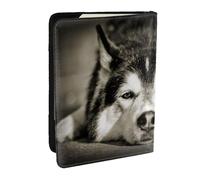 Wykjtwo Husky Siberiano, Funda para Pasaporte Cartera de Viaje de Cuero PU Funda para Pasaporte Fundas para Pasaporte 6,5 Pulgadas