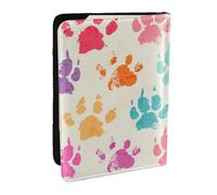 Wykjtwo Impresión Colorida de la Pata de los Perros, Funda para Pasaporte Cartera de Viaje de Cuero PU Funda para Pasaporte Fundas para Pasaporte 6,5 Pulgadas