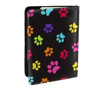Wykjtwo Impresión Colorida de la Pata del Gato del Perro, Funda para Pasaporte Cartera de Viaje de Cuero PU Funda para Pasaporte Fundas para Pasaporte 6,5 Pulgadas