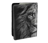 Wykjtwo Impresión de Cabeza de león en Blanco y Negro, Funda para Pasaporte Cartera de Viaje de Cuero PU Funda para Pasaporte Fundas para Pasaporte 6,5 Pulgadas