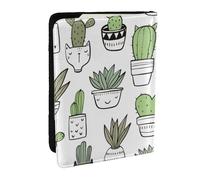 Wykjtwo Impresión de Cactus Dibujados a Mano, Funda para Pasaporte Cartera de Viaje de Cuero PU Funda para Pasaporte Fundas para Pasaporte 6,5 Pulgadas