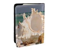 Wykjtwo Impresión de Conchas de Estrella de mar de Playa, Funda para Pasaporte Cartera de Viaje de Cuero PU Funda para Pasaporte Fundas para Pasaporte 6,5 Pulgadas