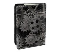 Wykjtwo Impresión de Engranajes de Metal Antiguo, Funda para Pasaporte Cartera de Viaje de Cuero PU Funda para Pasaporte Fundas para Pasaporte 6,5 Pulgadas