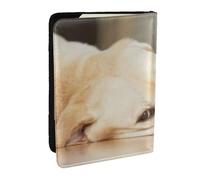 Wykjtwo Impresión de Labrador Retriever Amarillo, Funda para Pasaporte Cartera de Viaje de Cuero PU Funda para Pasaporte Fundas para Pasaporte 6,5 Pulgadas