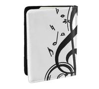 Wykjtwo Impresión de Notas Musicales Negras, Funda para Pasaporte Cartera de Viaje de Cuero PU Funda para Pasaporte Fundas para Pasaporte 6,5 Pulgadas