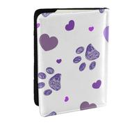 Wykjtwo Impresión de Pata Morada con corazón, Funda para Pasaporte Cartera de Viaje de Cuero PU Funda para Pasaporte Fundas para Pasaporte 6,5 Pulgadas
