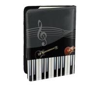 Wykjtwo Impresión de patrón de Piano de Guitarra, Funda para Pasaporte Cartera de Viaje de Cuero PU Funda para Pasaporte Fundas para Pasaporte 6,5 Pulgadas