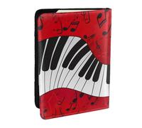 Wykjtwo Impresión de Piano de Notas Musicales, Funda para Pasaporte Cartera de Viaje de Cuero PU Funda para Pasaporte Fundas para Pasaporte 6,5 Pulgadas