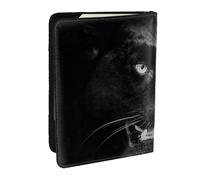 Wykjtwo Impresión de Retrato de Leopardo Negro, Funda para Pasaporte Cartera de Viaje de Cuero PU Funda para Pasaporte Fundas para Pasaporte 6,5 Pulgadas