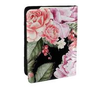 Wykjtwo Impresión de Rosas y Flores de peonía, Funda para Pasaporte Cartera de Viaje de Cuero PU Funda para Pasaporte Fundas para Pasaporte 6,5 Pulgadas