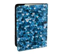 Wykjtwo Imprimir Vintage Azul Lentejuelas, Funda para Pasaporte Cartera de Viaje de Cuero PU Funda para Pasaporte Fundas para Pasaporte 6,5 Pulgadas