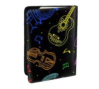 Wykjtwo Instrumentos Musicales Colores neón, Funda para Pasaporte Cartera de Viaje de Cuero PU Funda para Pasaporte Fundas para Pasaporte 6,5 Pulgadas