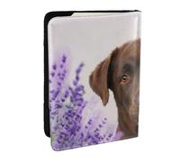 Wykjtwo Labrador Marrón Lavanda Perros Retriever, Funda para Pasaporte Cartera de Viaje de Cuero PU Funda para Pasaporte Fundas para Pasaporte 6,5 Pulgadas