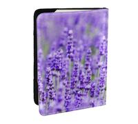 Wykjtwo Lavanda Púrpura Impresa, Funda para Pasaporte Cartera de Viaje de Cuero PU Funda para Pasaporte Fundas para Pasaporte 6,5 Pulgadas