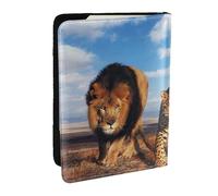 Wykjtwo León, Leopardo y Tigre luchan por la Comida Impresa., Funda para Pasaporte Cartera de Viaje de Cuero PU Funda para Pasaporte Fundas para Pasaporte 6,5 Pulgadas