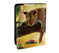 Wykjtwo Leopardo Divertido, Funda para Pasaporte Cartera de Viaje de Cuero PU Funda para Pasaporte Fundas para Pasaporte 6,5 Pulgadas
