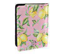Wykjtwo Limón Amarillo sobre Fondo Rosa, Funda para Pasaporte Cartera de Viaje de Cuero PU Funda para Pasaporte Fundas para Pasaporte 6,5 Pulgadas