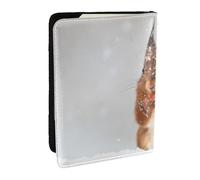 Wykjtwo Linda Ardilla en la Nieve Impresa, Funda para Pasaporte Cartera de Viaje de Cuero PU Funda para Pasaporte Fundas para Pasaporte 6,5 Pulgadas