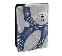 Wykjtwo Linda Foca, Funda para Pasaporte Cartera de Viaje de Cuero PU Funda para Pasaporte Fundas para Pasaporte 6,5 Pulgadas