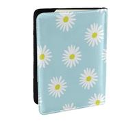 Wykjtwo Linda Margarita Flor Florales Azul, Funda para Pasaporte Cartera de Viaje de Cuero PU Funda para Pasaporte Fundas para Pasaporte 6,5 Pulgadas