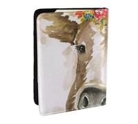 Wykjtwo Linda Vaca Acuarela, Funda para Pasaporte Cartera de Viaje de Cuero PU Funda para Pasaporte Fundas para Pasaporte 6,5 Pulgadas