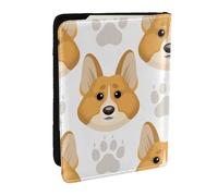 Wykjtwo Lindas Huellas de Patas de Cara de Perro, Funda para Pasaporte Cartera de Viaje de Cuero PU Funda para Pasaporte Fundas para Pasaporte 6,5 Pulgadas