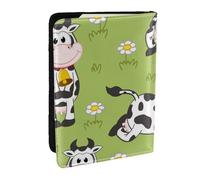 Wykjtwo Lindo Animal Vaca Verde, Funda para Pasaporte Cartera de Viaje de Cuero PU Funda para Pasaporte Fundas para Pasaporte 6,5 Pulgadas