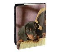 Wykjtwo Lindo Estampado de Dos Perros Dachshund, Funda para Pasaporte Cartera de Viaje de Cuero PU Funda para Pasaporte Fundas para Pasaporte 6,5 Pulgadas