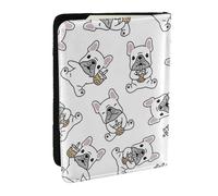 Wykjtwo Lindo patrón de Bulldog francés, Funda para Pasaporte Cartera de Viaje de Cuero PU Funda para Pasaporte Fundas para Pasaporte 6,5 Pulgadas