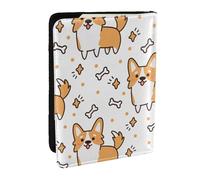 Wykjtwo Lindo patrón de Hueso y Perro Corgi, Funda para Pasaporte Cartera de Viaje de Cuero PU Funda para Pasaporte Fundas para Pasaporte 6,5 Pulgadas