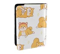Wykjtwo Lindo patrón de Perros Shiba Inu, Funda para Pasaporte Cartera de Viaje de Cuero PU Funda para Pasaporte Fundas para Pasaporte 6,5 Pulgadas