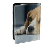 Wykjtwo Lindo Perro Beagle yace en el Suelo, Funda para Pasaporte Cartera de Viaje de Cuero PU Funda para Pasaporte Fundas para Pasaporte 6,5 Pulgadas