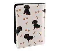 Wykjtwo Lindo Perro Salchicha, Funda para Pasaporte Cartera de Viaje de Cuero PU Funda para Pasaporte Fundas para Pasaporte 6,5 Pulgadas