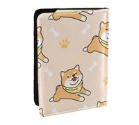 Wykjtwo Lindo Perro Shiba inu, Funda para Pasaporte Cartera de Viaje de Cuero PU Funda para Pasaporte Fundas para Pasaporte 6,5 Pulgadas