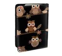 Wykjtwo Lindos búhos Marrones de Dibujos Animados, Funda para Pasaporte Cartera de Viaje de Cuero PU Funda para Pasaporte Fundas para Pasaporte 6,5 Pulgadas