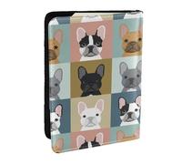 Wykjtwo Lindos Bulldogs franceses, Funda para Pasaporte Cartera de Viaje de Cuero PU Funda para Pasaporte Fundas para Pasaporte 6,5 Pulgadas