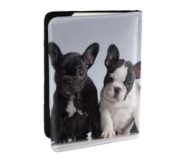 Wykjtwo Lindos Cachorros de Bulldog francés, Funda para Pasaporte Cartera de Viaje de Cuero PU Funda para Pasaporte Fundas para Pasaporte 6,5 Pulgadas