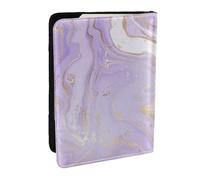 Wykjtwo Línea Dorada De Mármol Púrpura Lavanda, Funda para Pasaporte Cartera de Viaje de Cuero PU Funda para Pasaporte Fundas para Pasaporte 6,5 Pulgadas