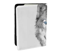 Wykjtwo Lobo de Ojos Azules, Funda para Pasaporte Cartera de Viaje de Cuero PU Funda para Pasaporte Fundas para Pasaporte 6,5 Pulgadas