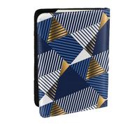 Wykjtwo Lujo Dorado y Azul sin Costuras, Funda para Pasaporte Cartera de Viaje de Cuero PU Funda para Pasaporte Fundas para Pasaporte 6,5 Pulgadas